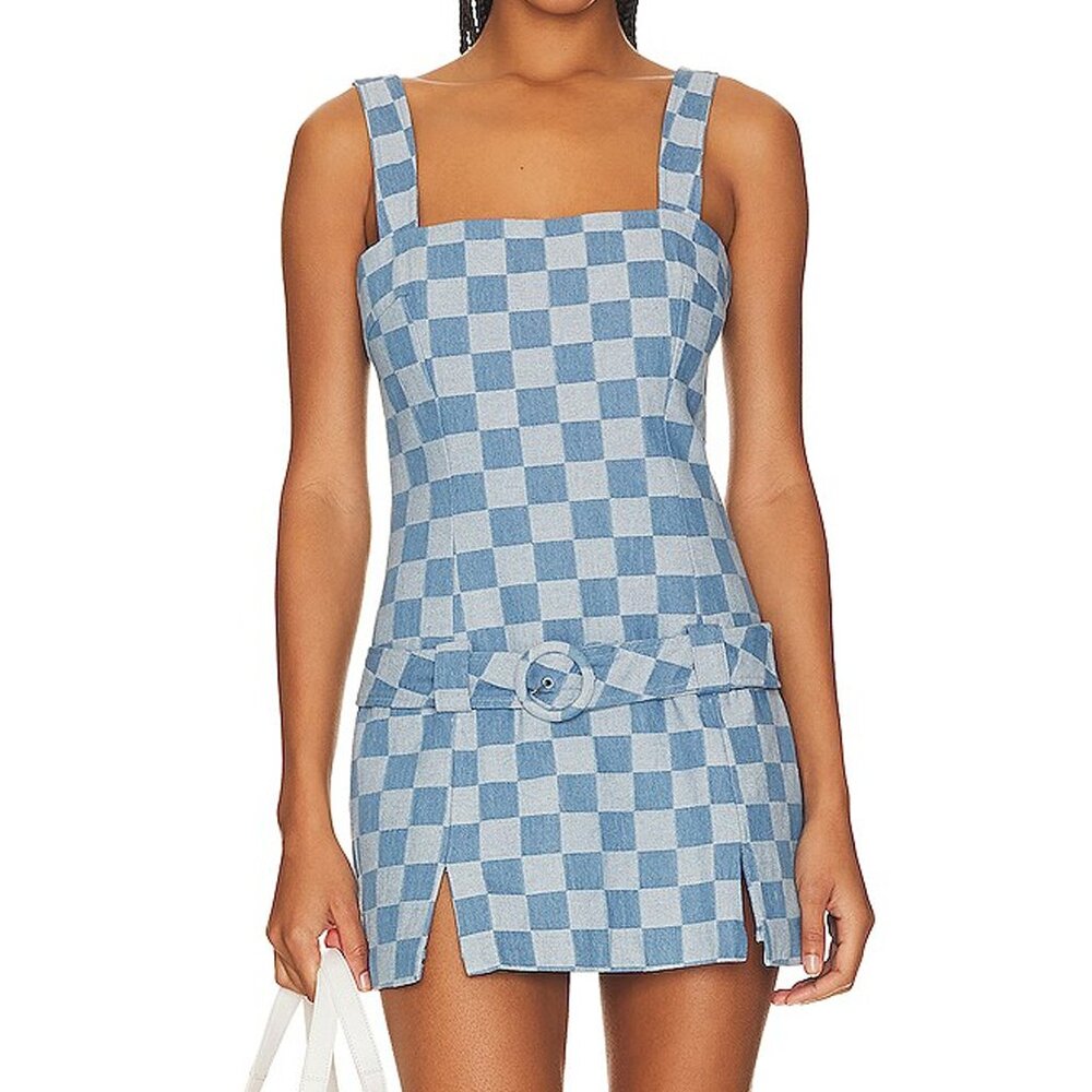 Amanda Uprichard Rossi Denim Belted Retro Romper